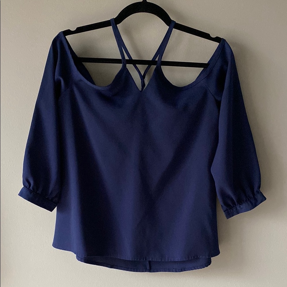 Elegant Off-Shoulder Navy Blue Women's Top